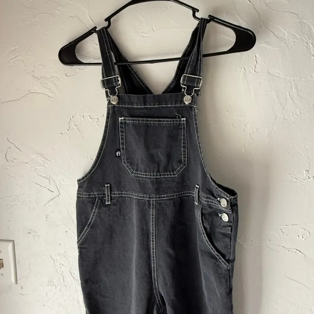Hang Ten Girl's Size‎ Large Black Cotton USA Denim Coveralls Overalls